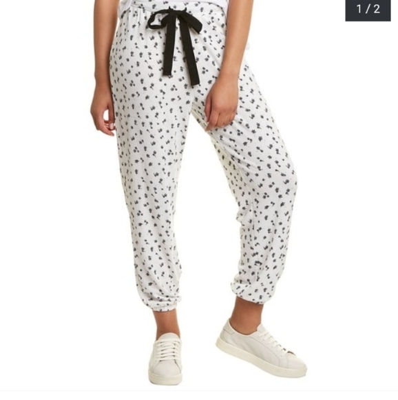 CeCe Holiday Ecru Soft pajamas Jogger Pants Casual - Picture 1 of 13